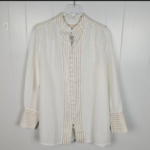 Soft Surroundings Lilith Top Cream & Mustard Long-Sleeved  Wmns Large